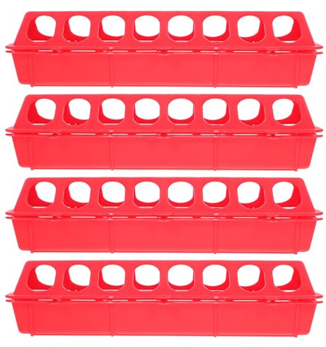 Kisangel Comedero Automático para Pollos y Palomas Pequeño de Plástico Tapa Abatible, 4 Unidades, Plato de Alimentación para Aves de Corral y Loros, Fácil de Limpiar y Usar en