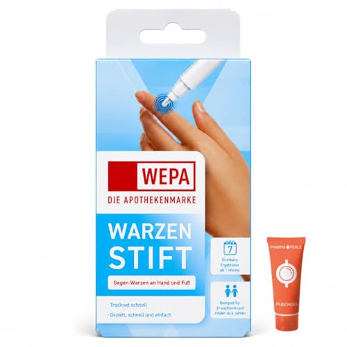 WEPA Warzenstift 3 ml I zur äußerlichen Behandlung von Warzen an Händen & Füßen I mit Ameisensäure I schnell trocknend I für Kinder ab 4 Jahren I mit Pharma Perle Duschgel (1x)