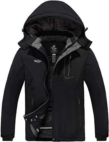 Wantdo Chaqueta Forro de Vellón Parka Nieve Calefacción Hombre Negro XL