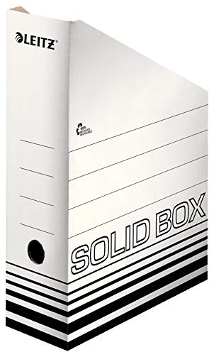 Esselte Solid Box Archiv Stehsammler, 100 mm Rückenbreite, Archivboxen zur Ablage und Aufbewahrung von Zeitschriften und Mappen im A4-Format, Zeitschriftensammler Pappe, 10 Stück, Schwarz, 46070001