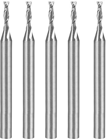 sourcingmap 5PCS 1/8 Shank 1.5mm x 6mm Carbide End Mill CNC Router Bits 2 Flute Milling Bit for Acrylic PVC MDF Wood