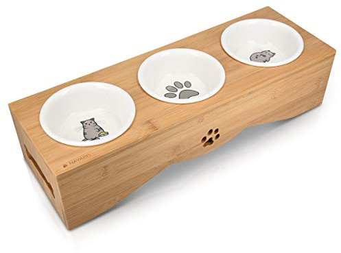 Navaris Futternapf Katze erhöht - Futterstation für Katzen und Hunde - Napfset aus Keramik - Napf Katze - 3X Fressnapf Katzennapf - Katzenschüssel spülmaschinenfest