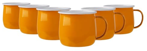Argon Tableware Farbige Emaille Bauchbecher - 375ml - Pack Von 6 - Gelb