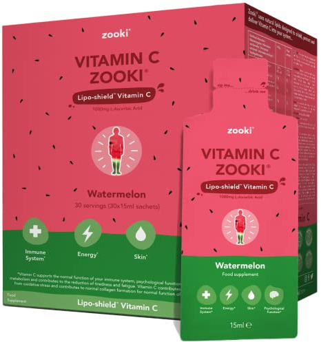 Zooki Liposomal Vitamin C 1000mg Liquid – 4X Higher Absorption – Great Taste, Sugar Free, Vegan – Alternative to High Strength Vitamin C Tablets – Immune System – Energy (Watermelon, 30 Servings)