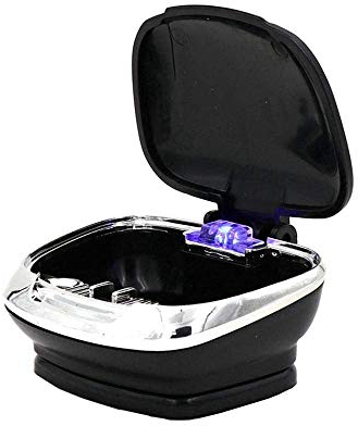 Kytpyi Tragbarer Auto-Aschenbecher, abnehmbarer, wasserdichter, flammhemmender Mini-Auto-Aschenbecher mit Deckel Blauer, led-heller Zigarettenaschenbecher - Schwarz
