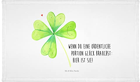 Mr. & Mrs. Panda Gäste Handtuch Blume Kleeblatt - Geschenk, Pflanzen, Glück, Sommer Deko, Reisehandtuch, Kinder Handtuch, Frottier, Motivation,