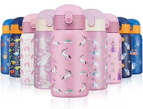 Autsel Kids Water Bottles with Straw 500ml, Childrens Insulated Water Bottle Stainless Steel BPA-Free, Kids Metal Water Bottle for Girls/Boys, Keep Hot/Cold