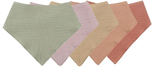 Bavoir Triangle Bébé, 5Pcs Coton Bandana Doux Et Absorbant, 2 Boutons Réglables, Respirable Serviette de Salive, Cadeaux pour Nouveau Né, Garçons Filles