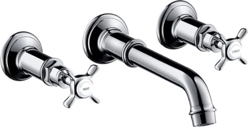 hansgrohe AXOR Montreux 3-Loch Waschtischarmatur Unterputz, Wandmontage, 16532990, Farbe: Polished Gold Optic