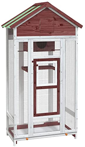 vidaXL Voliere Mokka 91,5x53x170 cm Massivholz Kiefer