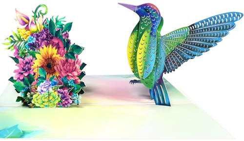 GREETING ART pop-up karte kolibri, 3d Pop Up Karte Geburtstag,3D Pop Up Grußkarte Geburtstagskarte für Mama, Dankeskarte,muttertag karte,muttertagskarte | Ideales Kolibri-Geschenk für Muttertag, Valentinstag, Dankeschön, Genesung, Vatertag, Jahrestag, alle Anlässe