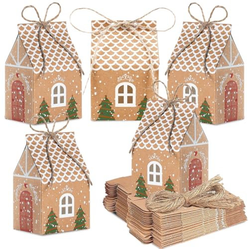 20 Stück Weihnachten Party Geschenkboxen, Geschenkverpackung Weihnachten, Geschenkboxen Weihnachten, Christmas Box Geschenktüten, Kraftpapier Süßigkeitskästen für Weihnachten Party Dekoration