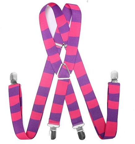 ASVP Shop Suspenders Cheshire Cat Stripe Pink - Purple Alice In Wonderland Costume