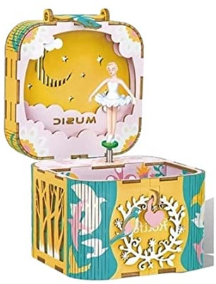 Spieluhr Musikbox, 3D-Stereo-rotierende Spieluhr Aus Holz, Kreative Puzzle-Spieluhr Für Weihnachten, Geburtstag Musikspieluhr Spieldose (Color : D, Size : As Shown)