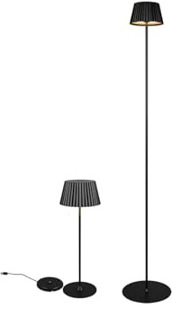 SET: Kleine Akku Stehlampe & Tischleuchte für Outdoor kabellos in Schwarz