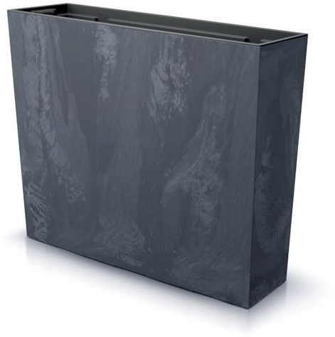 IMJ-Global Vaso per Fiori Piante Rettangolare Urbi Case Beton Effect In Plastica 58x18x49,8cm Da Interno Esterno Nero 44 Litri Design Moderno