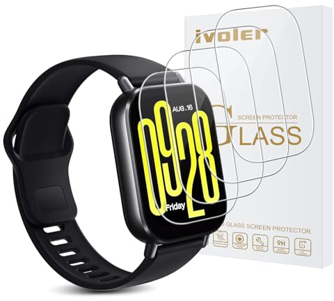 iVoler 4 stycken härdat glas till Xiaomi Redmi Watch 5 Active (inte för Redmi Watch 5), skärmskydd mot repor, 9H hårdhet, anti-fingeravtryck, klar HD, utan bubblor