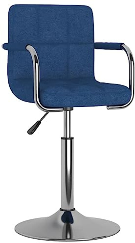 vidaXL Barhocker mit Armlehnen Höhenverstellbar Drehbar Küchenhocker Barstuhl Tresenhocker Thekenhocker Tresenstuhl Bistrohocker Blau Stoff