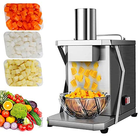DRYIC Picadora y cortadora de Verduras, cortadora eléctrica de Verduras, trituradora automática Comercial de rallador de Frutas y Verduras, con Cuchillas de 6/8/10/13/15 mm