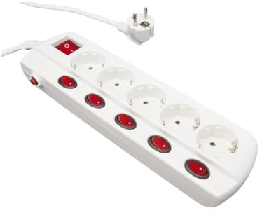 5-fach Steckdosenadapter mit einzelnen Schaltern - ermöglicht eine sichere und effiziente Verbindung - Ideal für Häuser und Büros - steuert jedes Gerät und optimiert Platz und Energieeinsparung