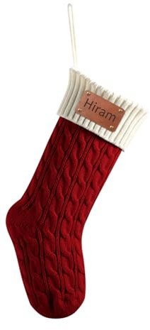 Weihnachtsstrumpf Personalisiert mit Namen, 46cm Große Gestrickte, 1 Stück | Rot und Weiß, Personalisierte Weihnachtsstrümpfe, Christmas Stockings für Feiertags Familienparty Dekoration, Geschenk