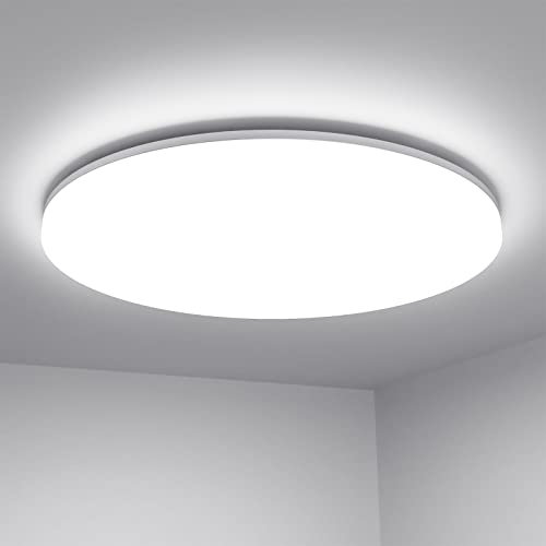 Lepro Lámpara LED Techo Cocina, Blanco Frío 5000k, 18W 1800LM Pláfon LED Techo, IP44 Impermeable, Ultrafino 2,6cm, Redonda, Luz Empotrada para Baño, Cocina, Dormitorio, Pasillo, Ø22cm, 2 Packs