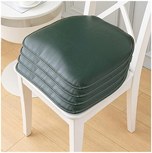 Sitzkissen (1/2/4 Packungen) Stuhlkissen aus Leder für Esszimmer und Küche, wasserdichtes Sitzkissen, strapazierfähige, weiche Stuhlpolster, rutschfest (Farbe: Grün, Größe: 43 x 40 cm (4 Pac