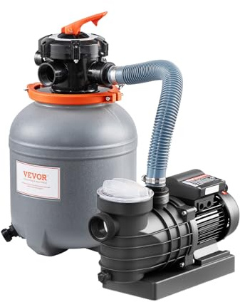 VEVOR Sand Filter Pump for Above Ground Pool, 12 in, 2650 GPH, 1/3 HP Swimming Pool Sand Filter Pump System, Krystal Clear with 6-Way Multi-Port Valve & Strainer Basket, Easy Installation for Pools