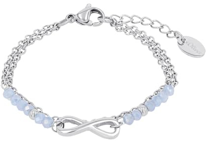 s.Oliver Armband Edelstahl Mädchen Kinder Armschmuck, mit Glas, 14+2 cm, Silber, Infinity, Kommt in Schmuck Geschenk Box,