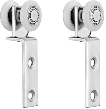 Bamyli Lot de 2 roulettes de 20 mm pour rail de rideau avec roulettes, roulettes pour portes coulissantes, roue suspendue latérale silencieuse avec roulement, pour rails coulissants, fixation d'angle