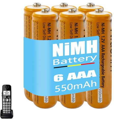 NI-MH AAA Rechargeable Battery for BT Cordless Landline House, 1.2V 550mah 6-Pack AAA rechargeable Batteries for Panasonic Gigaset Handsets