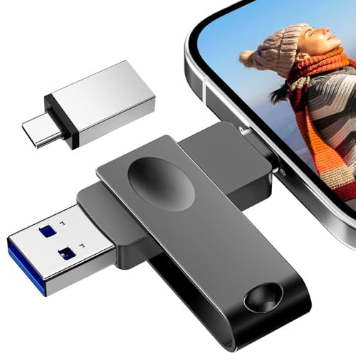【Pas d'APP】 Nanopell Clé USB 256 Go Libérez l'espace de Stockage de Votre Smartphone. Clé USB lphone pour i0S/Android/PC. avec Adaptateur de Type C Séparé.Plug and Play.