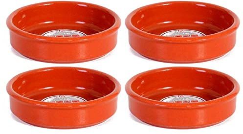 Acan Tradineur - Pack de 4 Cazuelas Redonda de Barro - Apta para vitro y Horno - Ideal para guisos y asados caseros - Ø 14 cm.