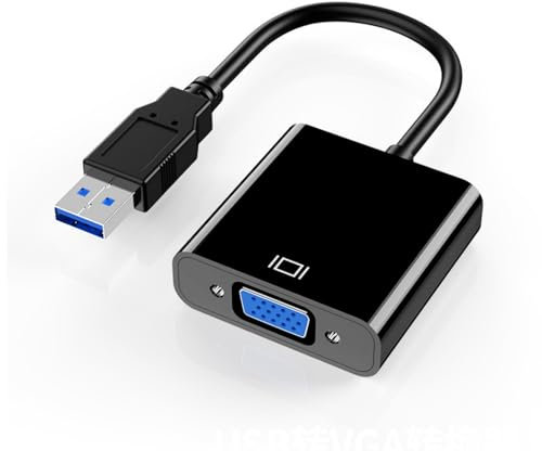 THINCAN Câble convertisseur USB vers VGA - Adaptateur USB 3.0 - Pour PC et ordinateurs portables - Avec fonction d'affichage 1920 x 1080 et jeu