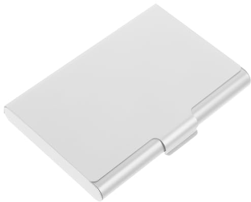 SOIMISS Visitenkartenbox Klein aus Metall mit Deckel Desktop Kartenhalter Silber Schreibtisch Organizer für Büro und Zuhause