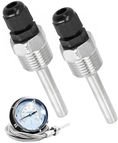 JUKOTA 2pcs sonde de temperature 1/2 pouce - puits thermométrique acier inoxydable immersion de 30mm 50mm 100mm 200mm 300mm 400mm 500mm - Immersion well thermowell thermopocket pour thermocouple