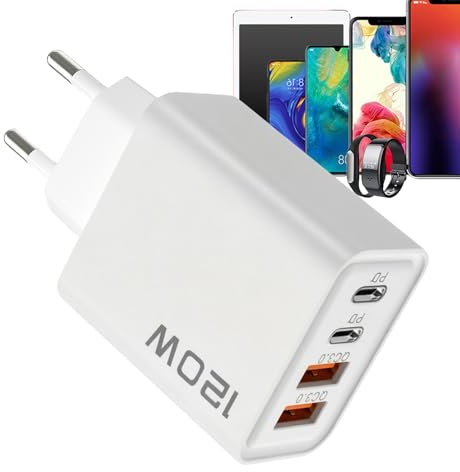 BommFu Adaptateur de Prise Murale | Boîtier de Charge Rapide,Adaptateur USB Type-C 120W Ports Multiples pour Maison Cuisine Salle de Bain Toute la