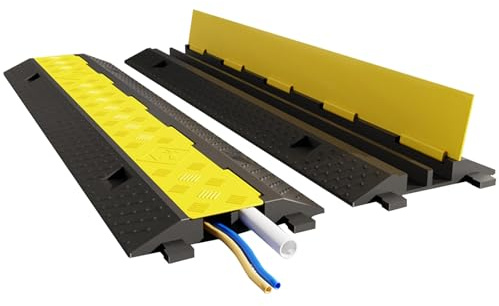 Canalina Passacavi Calpestabile a 2 Canali, Protezione per Cavi di Prolunga, Passacavi Pavimento con Coperchio Superiore Apribile per Dossi Rallentatori(100 * 35 * 6.5CM/39.4 * 13.8 * 2.6in)