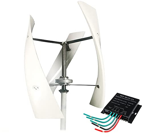 DRFGHK Aerogeneradores 220V con Controlador de Carga a Prueba Agua 3 aspas para Uso doméstico Aerogenerador Vertical, 3000W Sin Ruido Vertical levitación magnética (Blanco) (48v