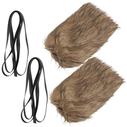 Uonlytech Viking Leg Warmers Kunstfell mit Verstellbaren Elastikbändern Retro Wikinger Stil Beinstulpen für Herren und Damen Cosplay Kostüm Zubehör