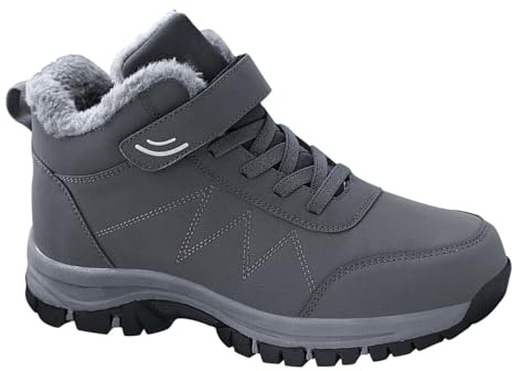 Generiska vinterskor för män, varma fodrade halkfria snöstövlar, ergonomiska och vinterstövlar, unisex, vattentäta vandringsskor, höga sportskor, utomhus, ortopediska sneakers, Mörkgrå, 43 EU