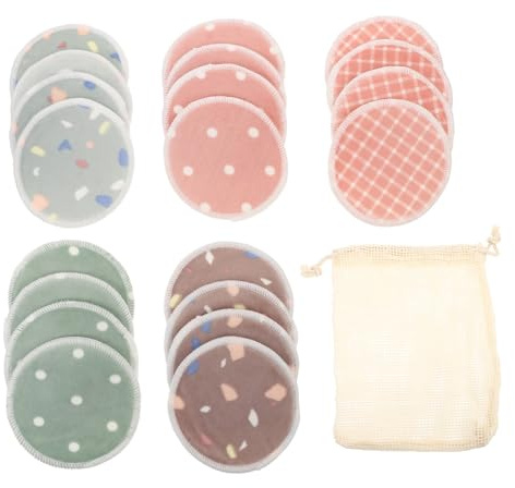 ABOOFAN Wiederverwendbare Bambusfaser Make Up Entferner Pads 8cm 21 Stück Sanfte Reinigungspads mit Aufbewahrungsbeutel für Nachhaltige Gesichtsreinigung