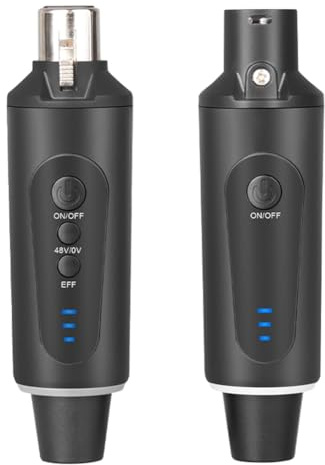 Puthernm Microfono XLR da 2,4 G di Trasmissione e Ricezione Wireless Regolazione Dinamica del Riverbero del Microfono A Condensatore