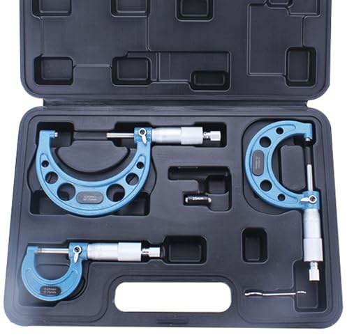 Kit da 3 Micrometri per Esterni 0-25mm 25-50mm 50-75mm, Alta Precisione ±0.01mm con Valigetta, Micrometro per Misurazione Diametri Esterni