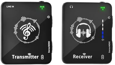 ZJchao Système de Surveillance des écouteurs sans Fil avec émetteur et Récepteur Rechargeables, Transmission Stéréo 2,4 GHz, Portée de 30 M pour les Performances en Direct et l'utilisation en Studio
