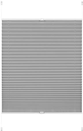 GARDINIA Estor plisado sin taladrar, Para sujetar, Opaca, Estor enrollable plegable para oscurecer, Pantalla de privacidad, Ajustable de 6 mm - 30 mm, Greta, Gris piedra, 60 x 130 cm