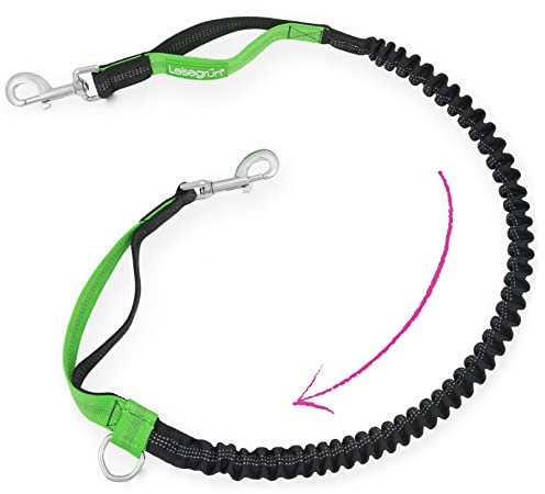 Leisegrün Bungeeleine für große Hunde bis 60 kg - Elastische Hundeleine für Joggingleine - Länge 125 cm bis 175 cm - Breite 25 mm