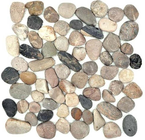 Flußkiesel Steinteppich Steinkiesel anthrazit Kiesel gewölbt mehrfarbig MOS30-1204_f