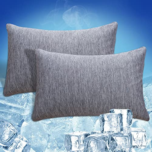 CHOSHOME Cooling Pillow Cases Zipper Pillow Covers Q-Max > 0.45 Zippered Pillowcases for Hot Sleepers, Soft, Breathable, Skin-Friendly, 2 Pack (Standard, 20 x 26, Grey)