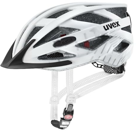 uvex City i-vo - Leichter Fahrradhelm für Damen und Herren - individuelle Größenanpassung - LED-Licht - White - Black matt - 52-57 cm